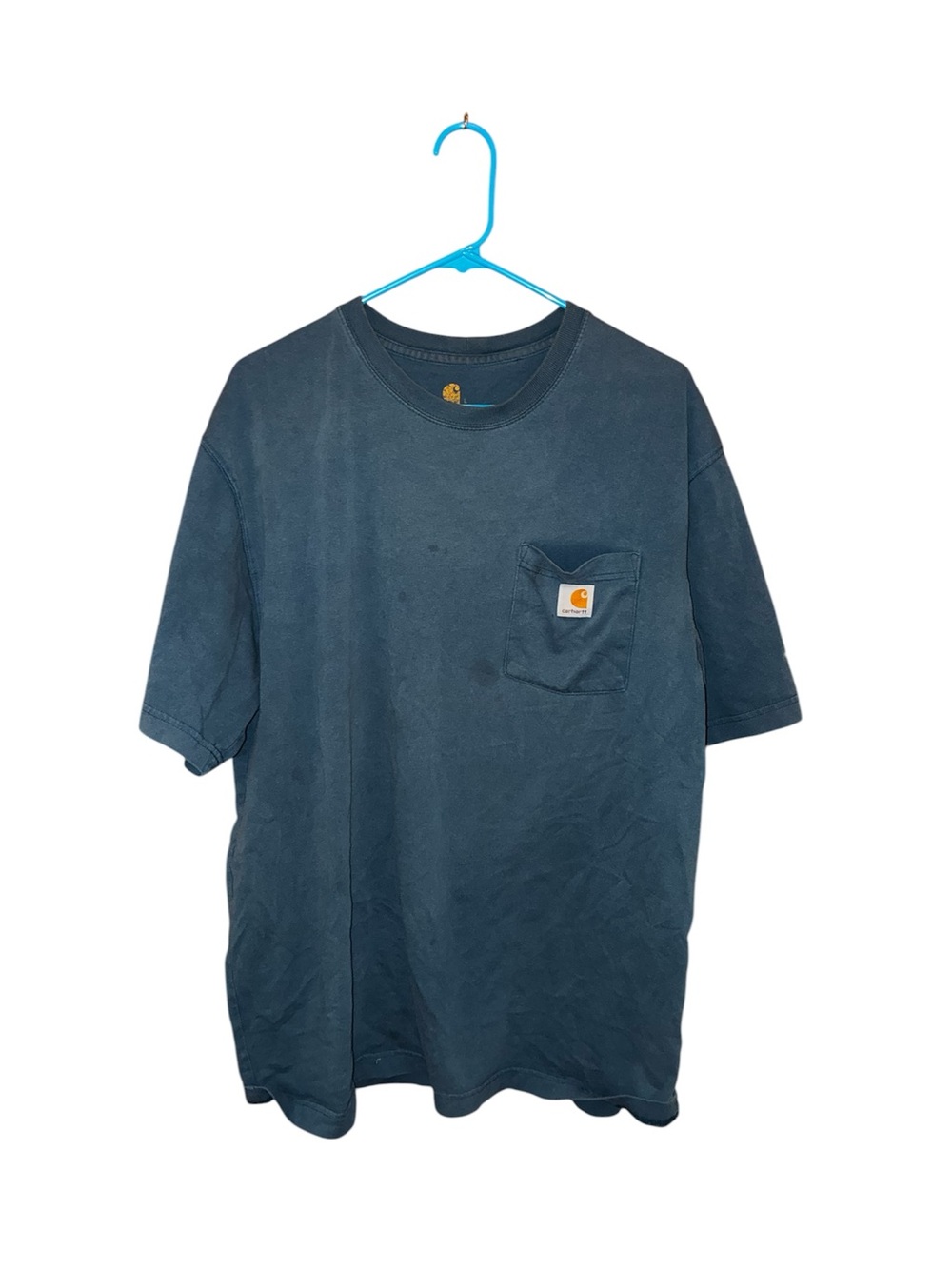 Carhartt Original Fit T Shirt size L Men Blue Short Sleeve Chest Pocket